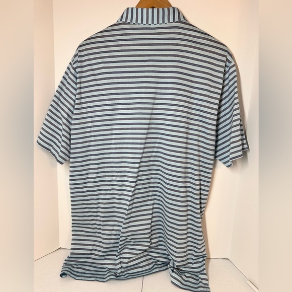 Peter Millar Men’s Large 100% cotton quality golf polo, gently used. Blue stripe - Picture 5 of 11